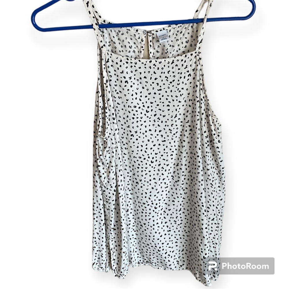 Leopard Print Tank Top Womens M White And Black Workwear Basic Staple Light